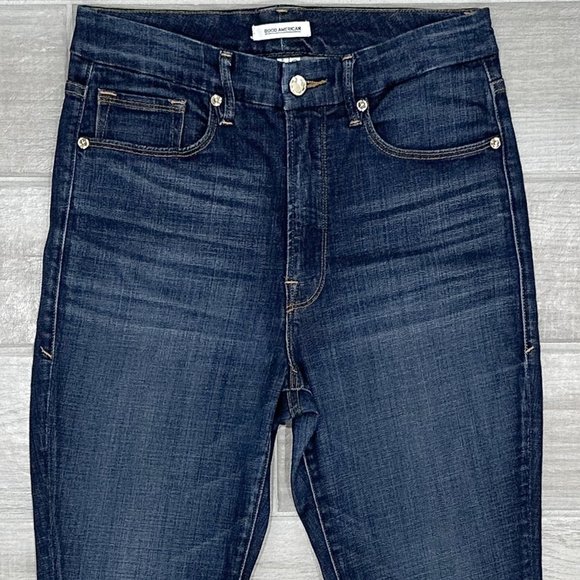 Good American Good Waist High-Rise Slimming Stretch Denim Jeans in BLUE188 Sz 30 - Picture 5 of 13